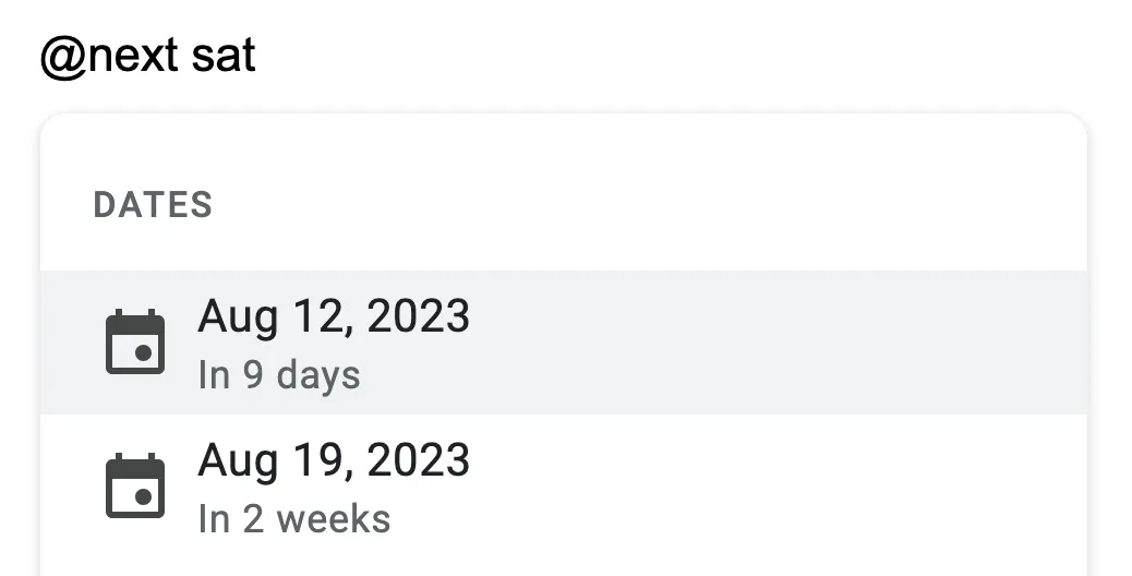 Date chips in Google Docs